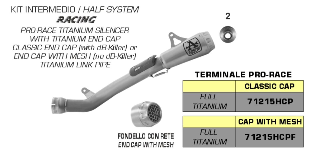 ARROW EXHAUST | Kawasaki ZX-10R / ZX-10RR 2021/2024 | Half system racing - Pro-Race titanium silencer + titanium link pipe
