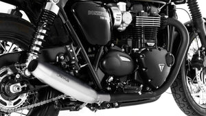 007102 918018LR | Remus Exhaust | Triumph Bonneville T120 MY2018 Custom Tapered SS Chrome Slip-ons