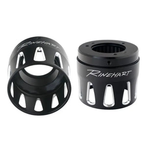 Rinehart 900-0020 Black 4.5" Machined End Cap Pair "Merge" Style Harley 17-20