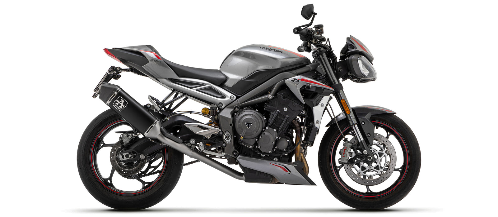 ARROW | TRIUMPH STREET TRIPLE 765 RS 2020-2022 | Catalytic homologated full system with Veloce aluminium "Dark" silencer
