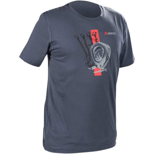 AKRAPOVIC 801770 T-Shirt Red Strip Men's Blue-gray XL