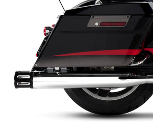 Rinehart Exhaust | All Touring Models Milwaukee Eight - 4" Slip-On Mufflers Chrome With Black End Caps Merge