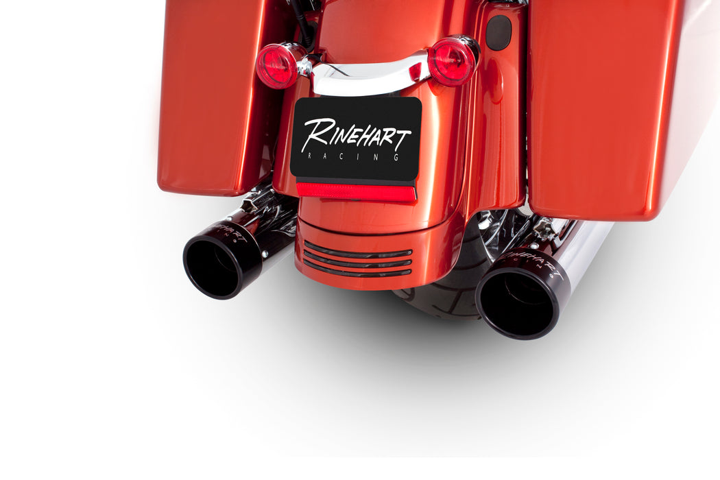 Rinehart Exhaust | All Touring Models Milwaukee Eight - 4" Slip-On Mufflers Chrome With Black End Caps