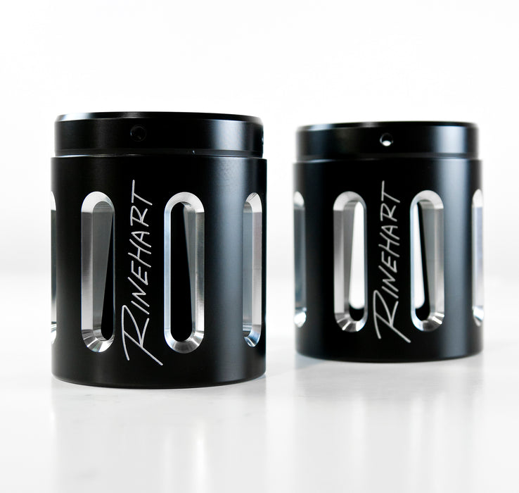 Rinehart Exhaust | All Touring Models Milwaukee Eight - 4" Slip-On Mufflers Chrome With Black End Caps Merge